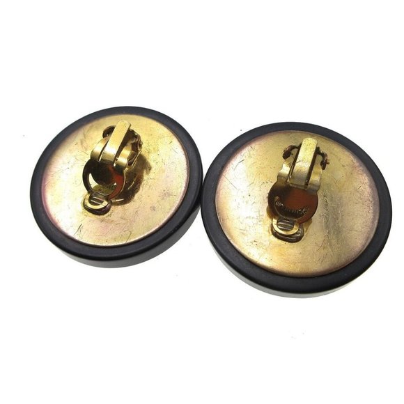 Chanel Button Motif Earrings Black Clip-On 28 Accessories - Picture 3 of 10